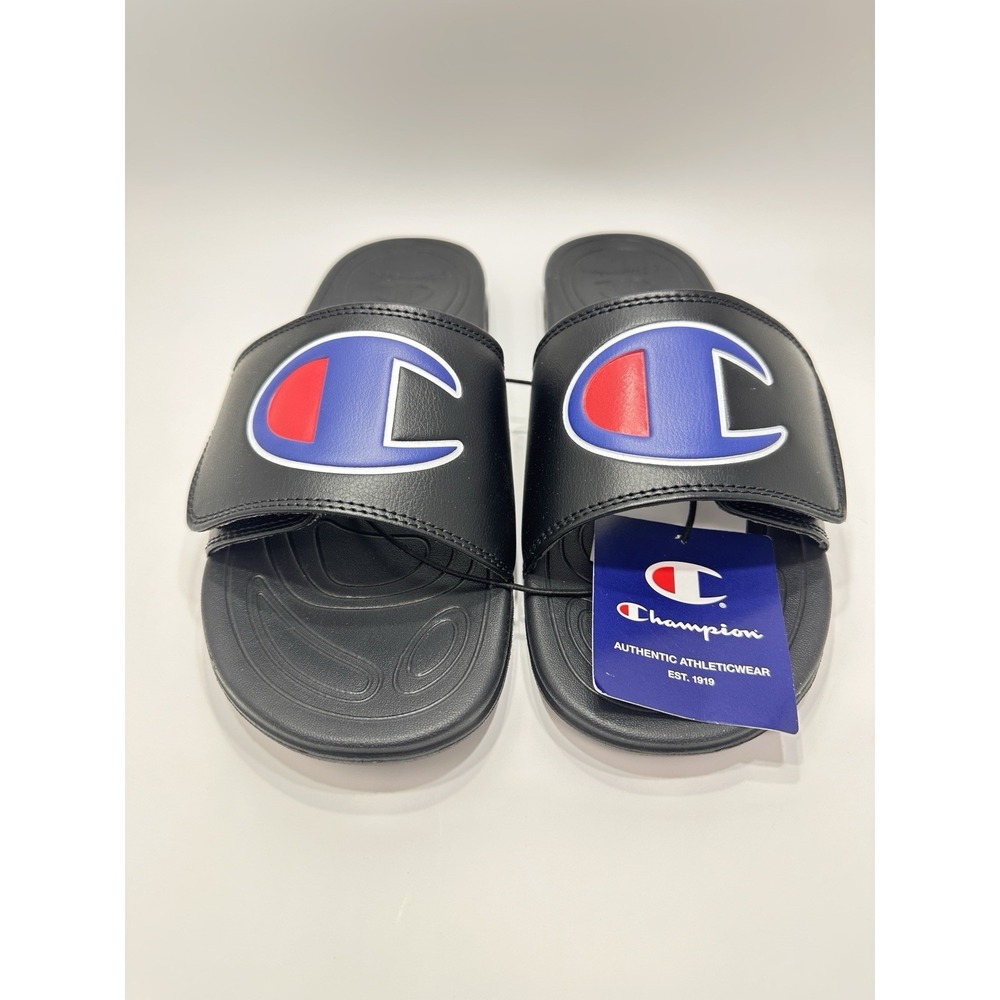 Champion Mega Slide Black Adjustable Sandal Mens 8 Womens 10 CAS10010M Slide